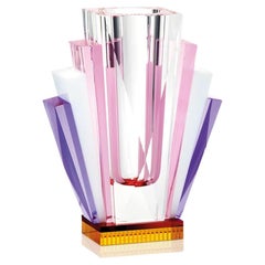 Zeitgenössische farbige Kristallvase, Modernes Design, Modell Béa.