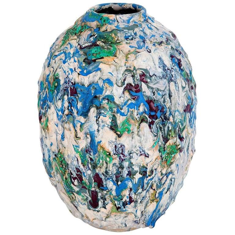 Contemporary Colourful Ceramic Vase von Morten Løbner Espenser, Kopenhagen, 2016 (Steingut) im Angebot