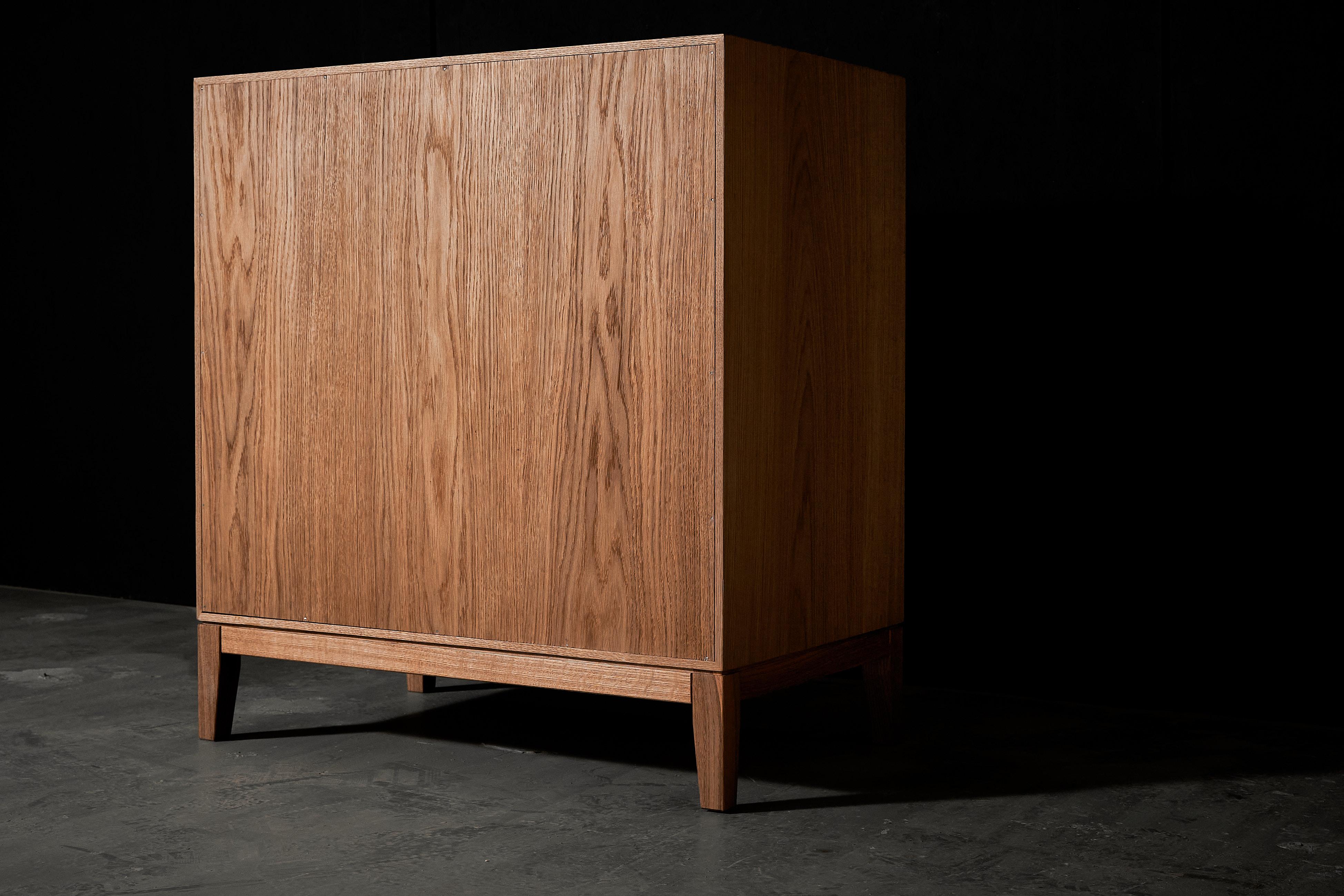 Contemporary Commode in Solid Oak with Hexagon Oak Mosaic + 3D Model For Sale 1