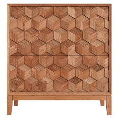 Commodo contemporaneo in Rovere massiccio con mosaico esagonale in Oak Oak + Modello 3D