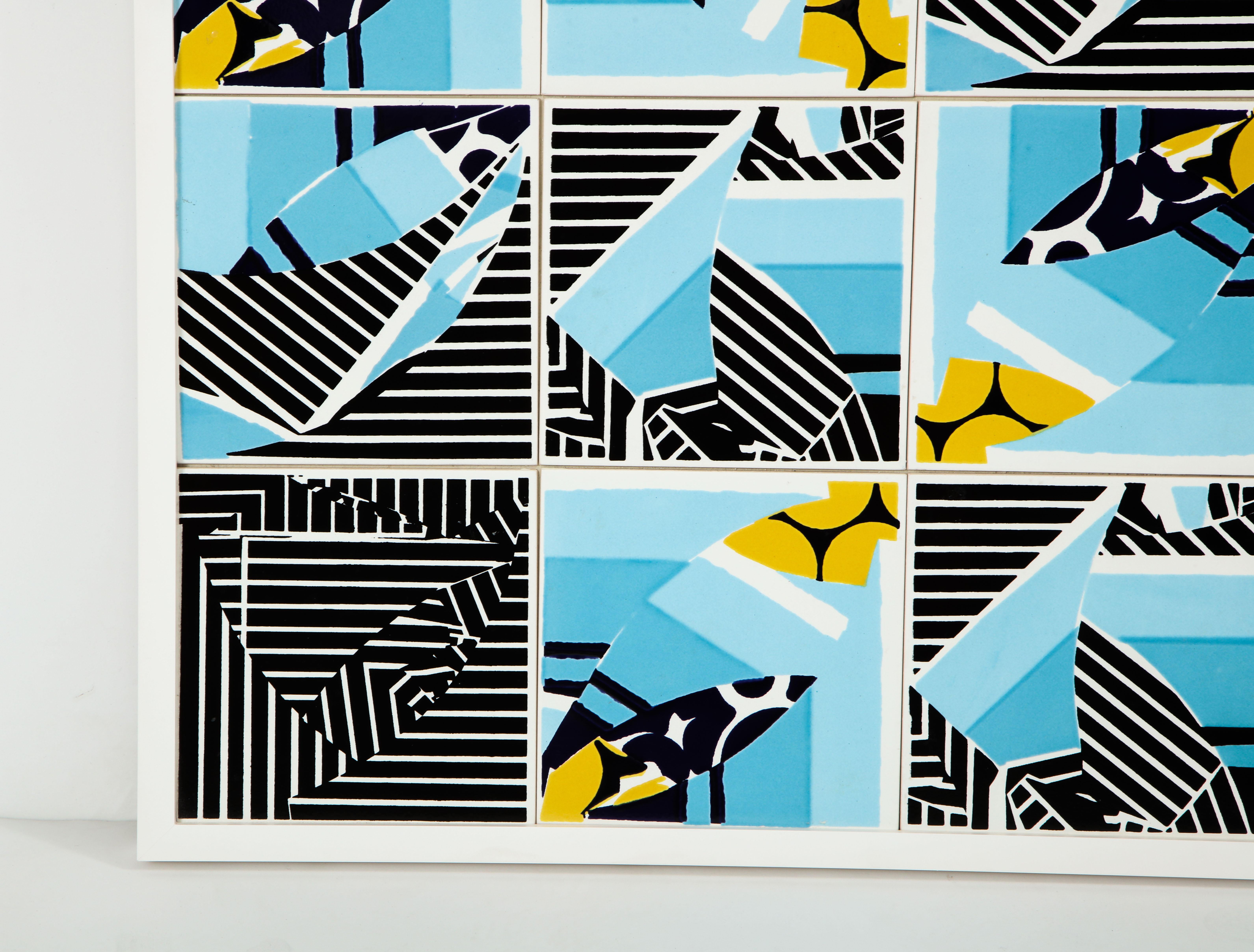 Fired Contemporary Composition with Limited Edition Tiles by Brazilian Designer For Sale