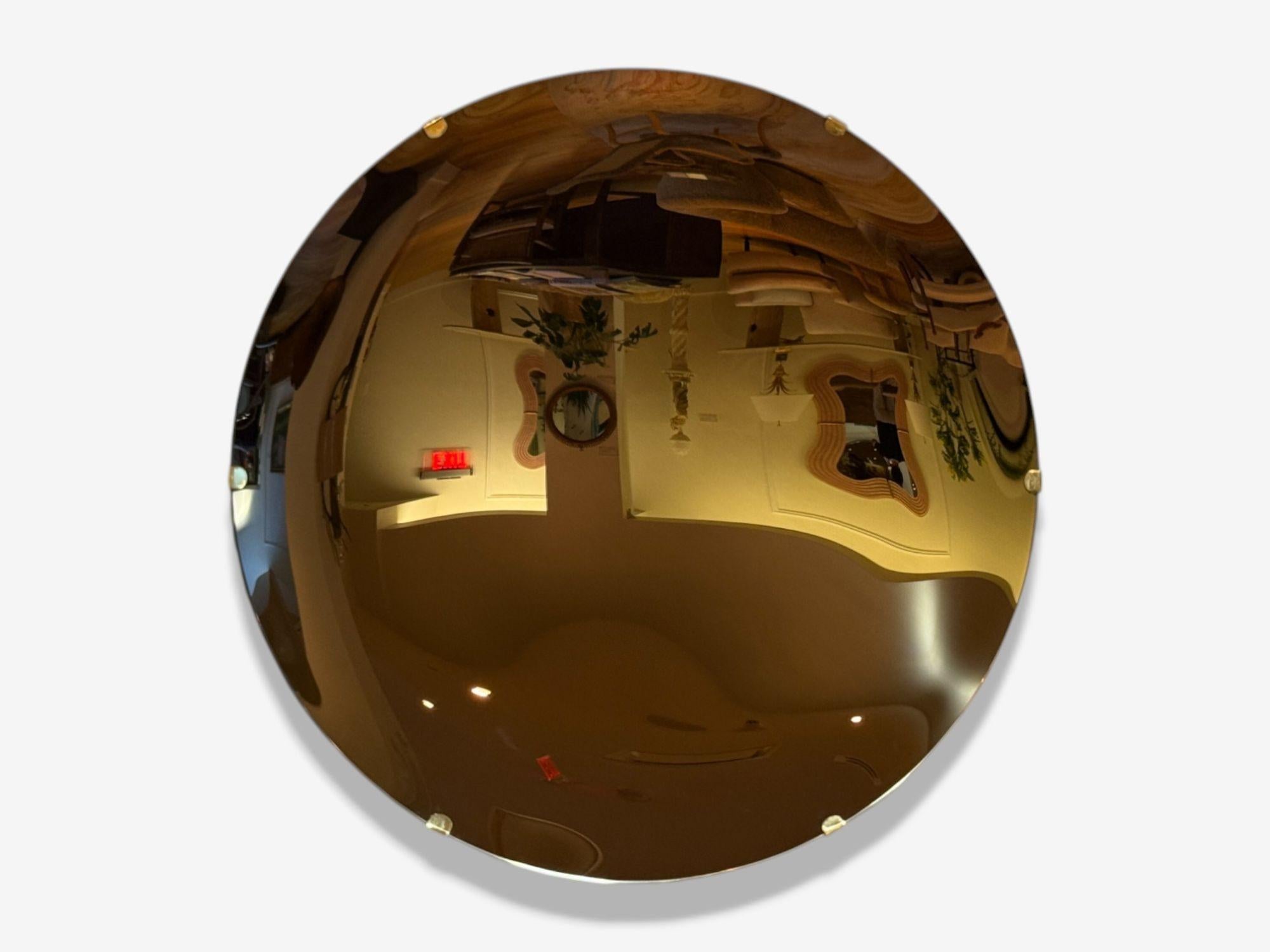 Contemporáneo, Cristal cóncavo, Latón, Negro Espejo de pared Modern Space Age en venta 6