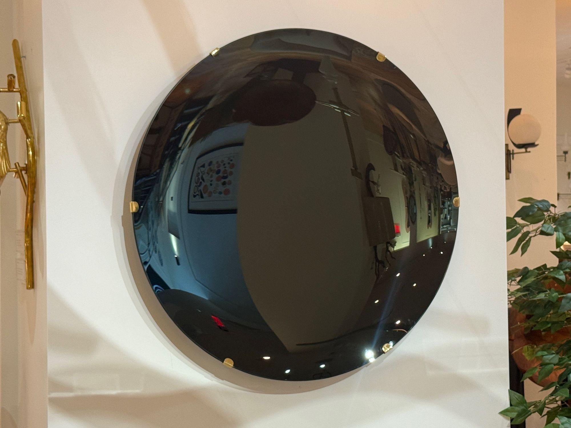 Contemporáneo, Cristal cóncavo, Latón, Negro Espejo de pared Modern Space Age en venta 1