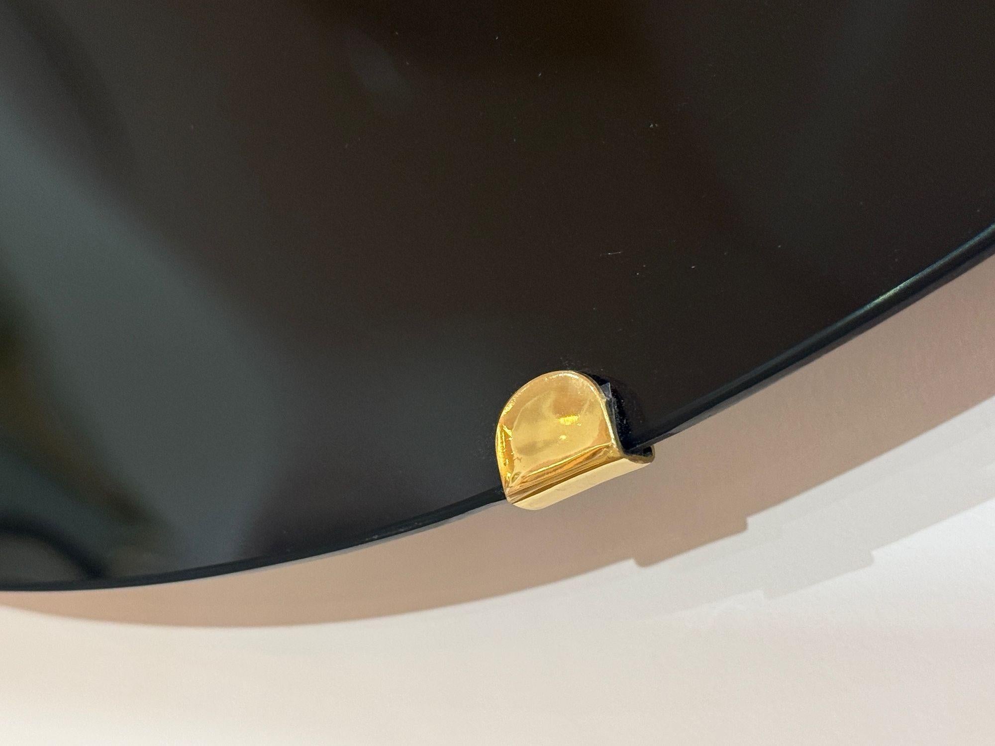 Contemporáneo, Cristal cóncavo, Latón, Negro Espejo de pared Modern Space Age en venta 2