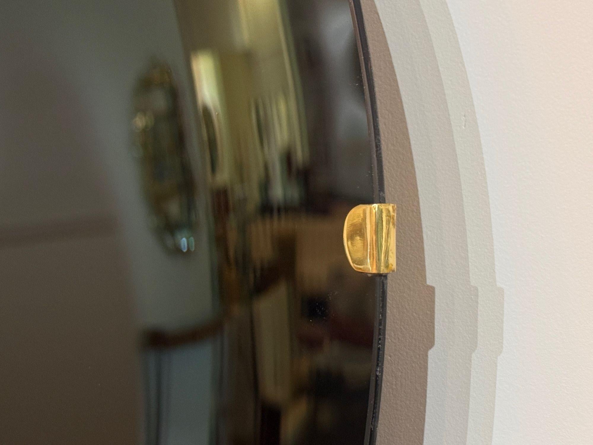 Contemporáneo, Cristal cóncavo, Latón, Negro Espejo de pared Modern Space Age en venta 3