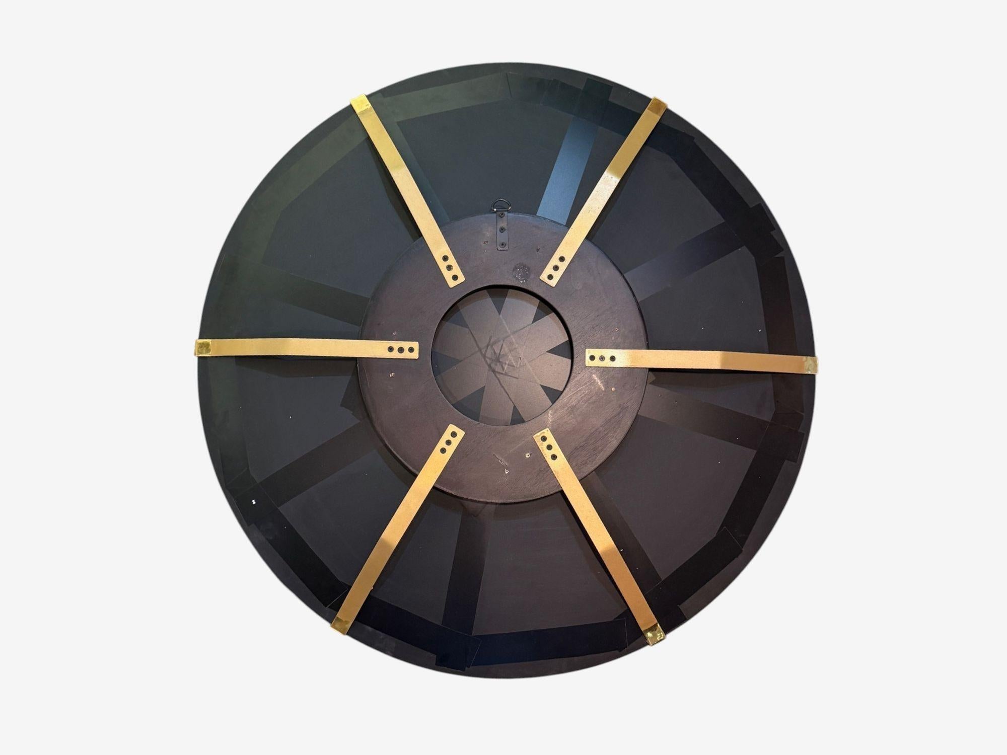 Contemporáneo, Cristal cóncavo, Latón, Negro Espejo de pared Modern Space Age en venta 4