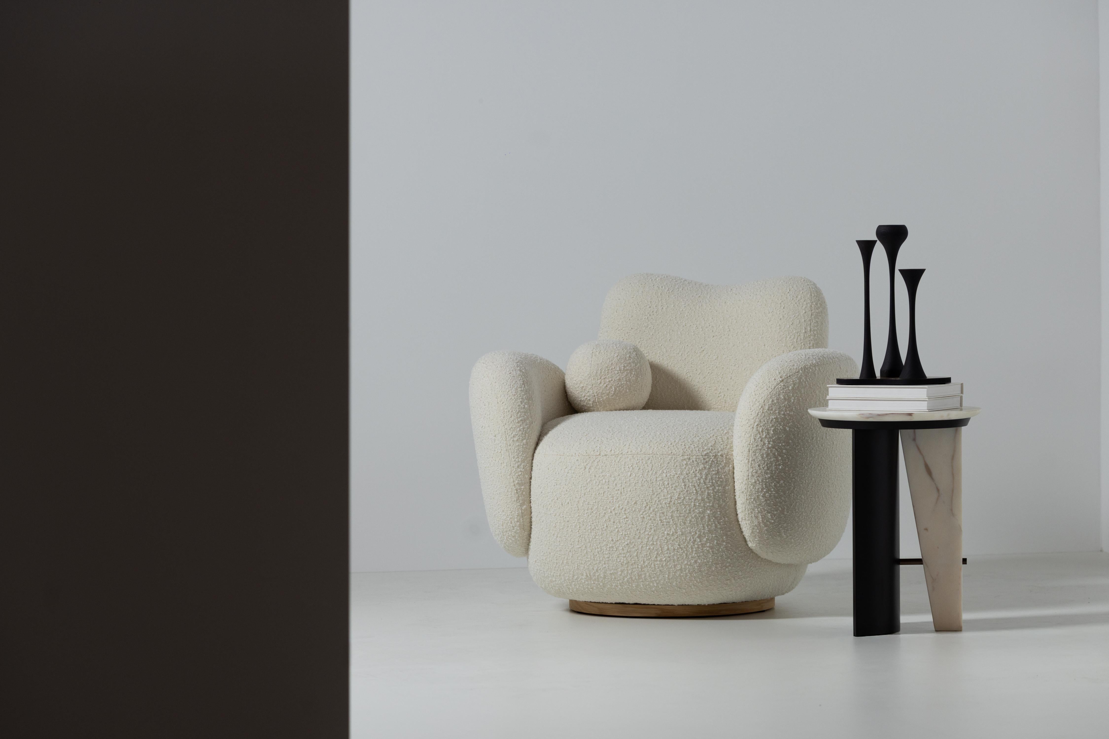 Silla de centro contemporánea Conchula, giratoria, mohair DEDAR, hecha a mano por Greenapple en venta 9
