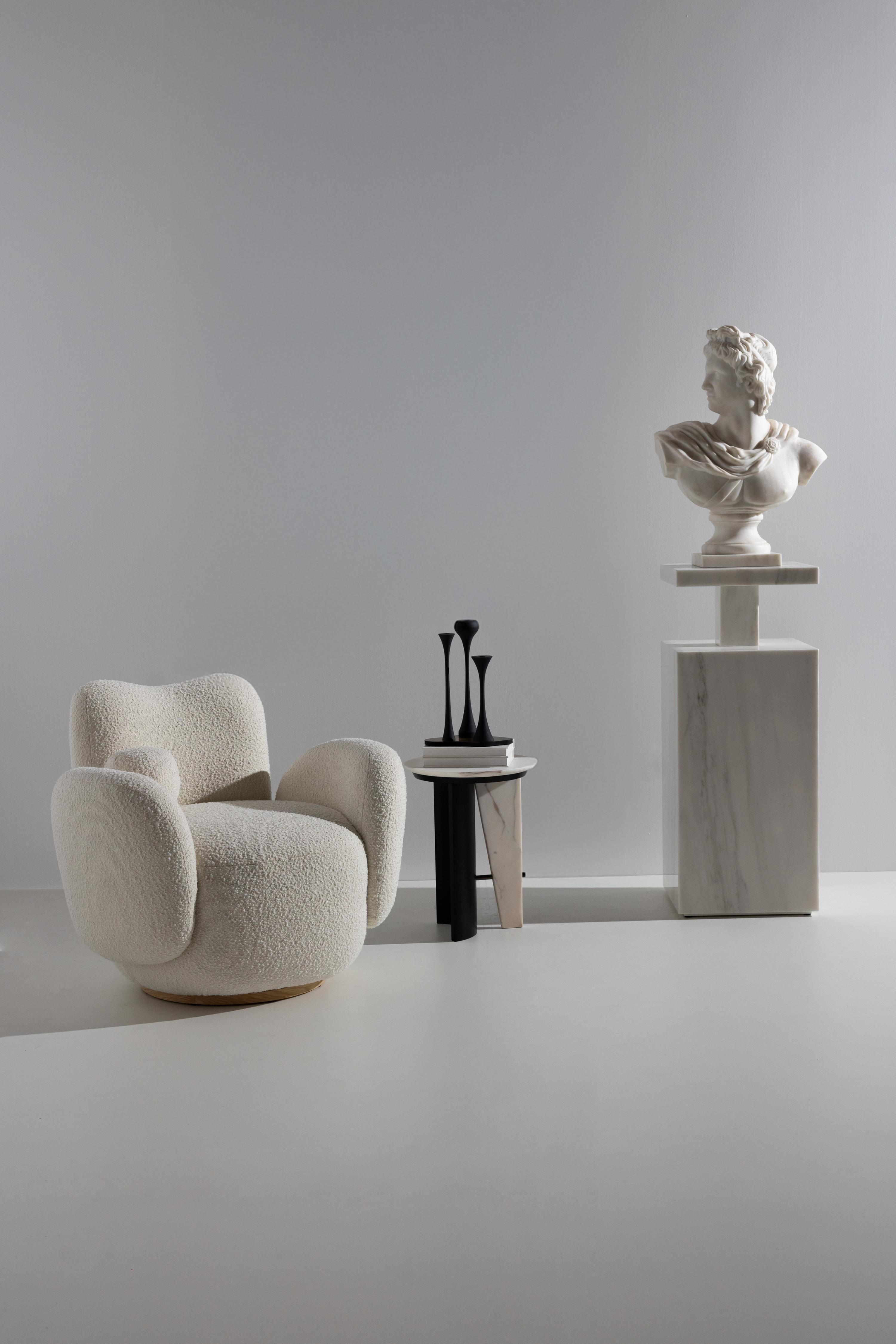 Silla de centro contemporánea Conchula, giratoria, mohair DEDAR, hecha a mano por Greenapple en venta 10