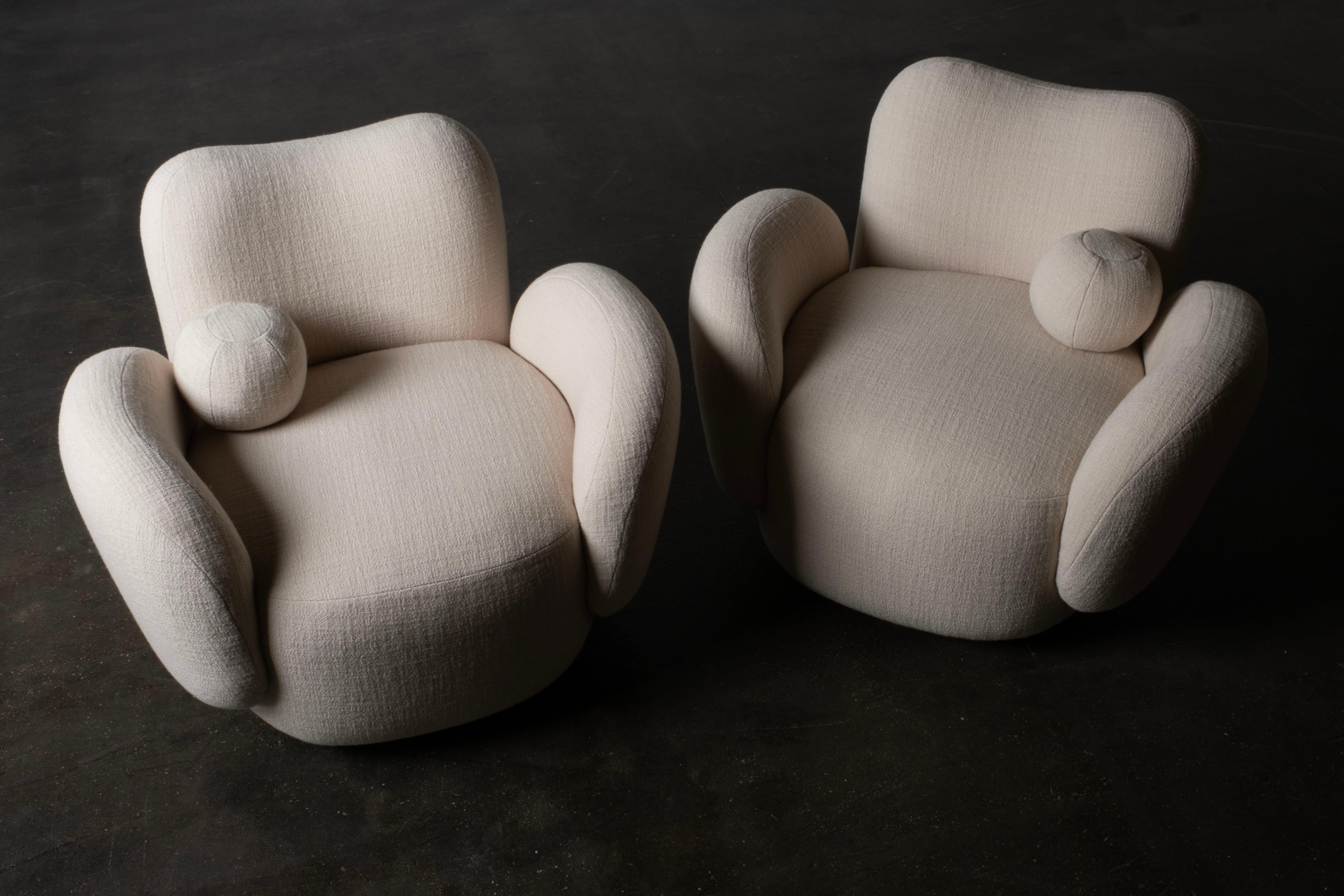 Chaise d'appoint contemporaine Conchula, pivotante, en laine Dedar, faite à la main par Greenapple en vente 10