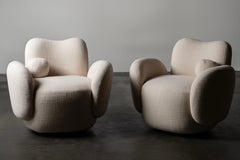 Contemporary Conchula Swivel Accent Chair, DEDAR Wool, Handmade by Greenapple