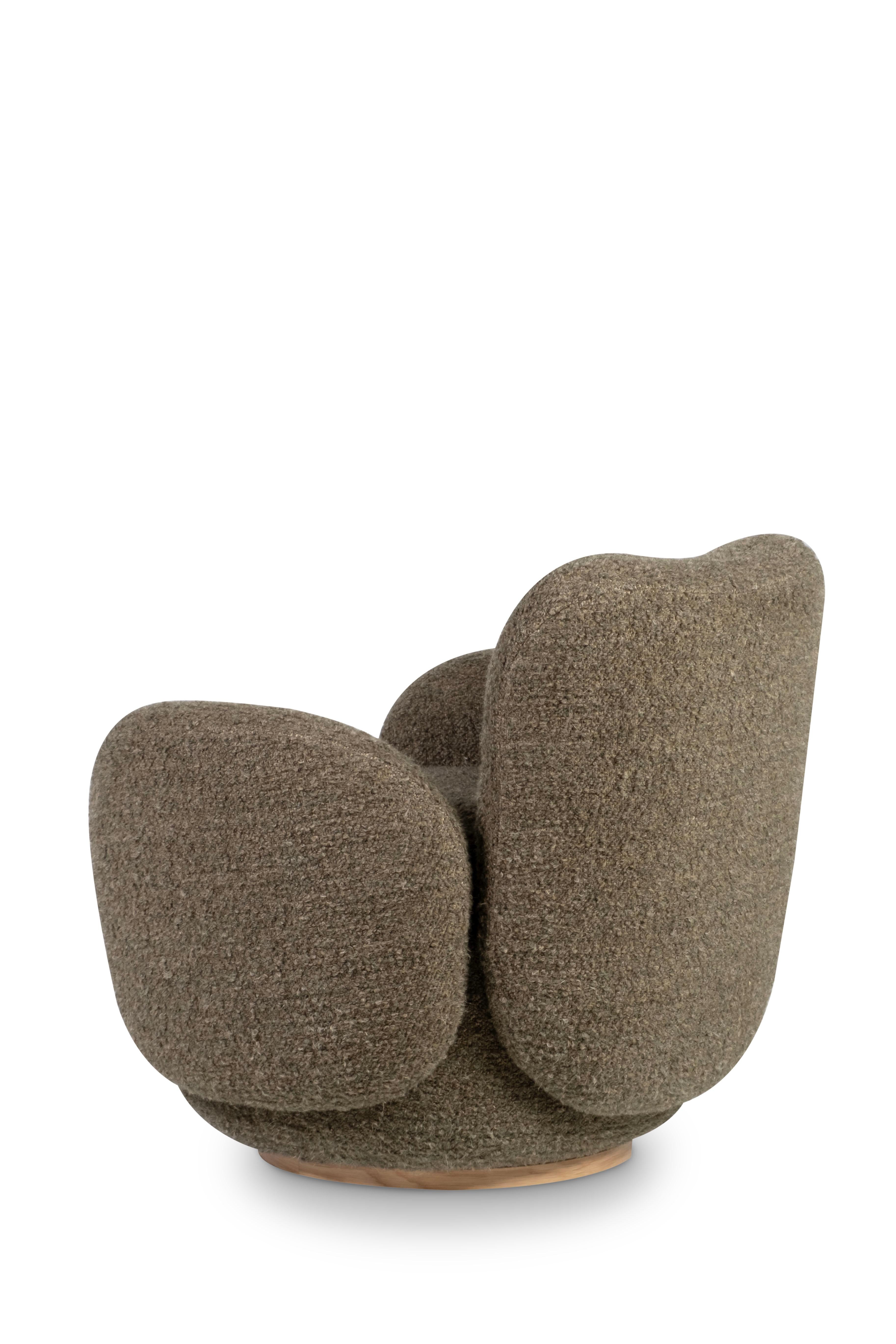 Contemporary Conchula Accent Chair, drehbar, italienische Wolle, handgefertigt von Greenapple im Angebot 2