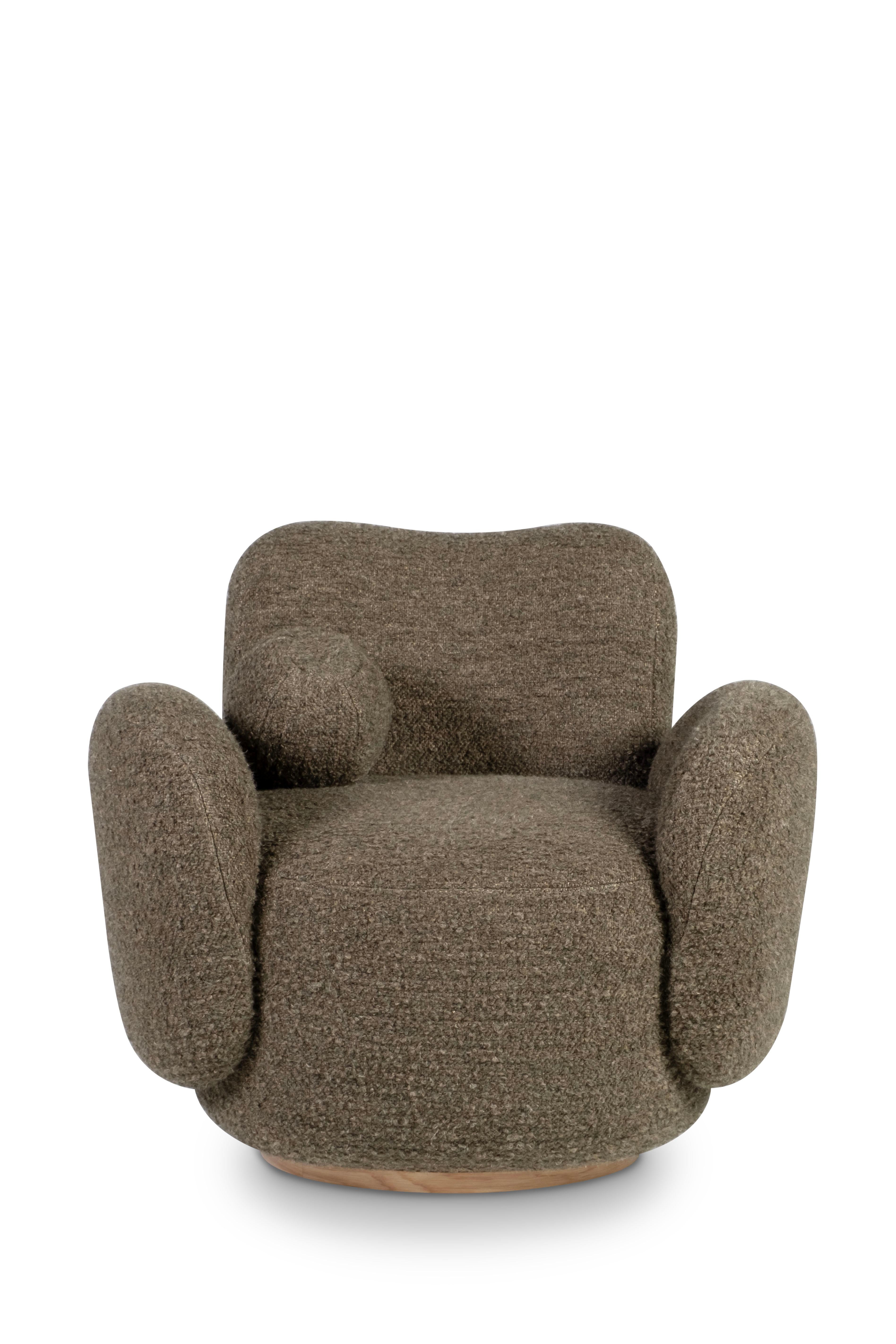 Contemporary Conchula Accent Chair, drehbar, italienische Wolle, handgefertigt von Greenapple (Messing) im Angebot