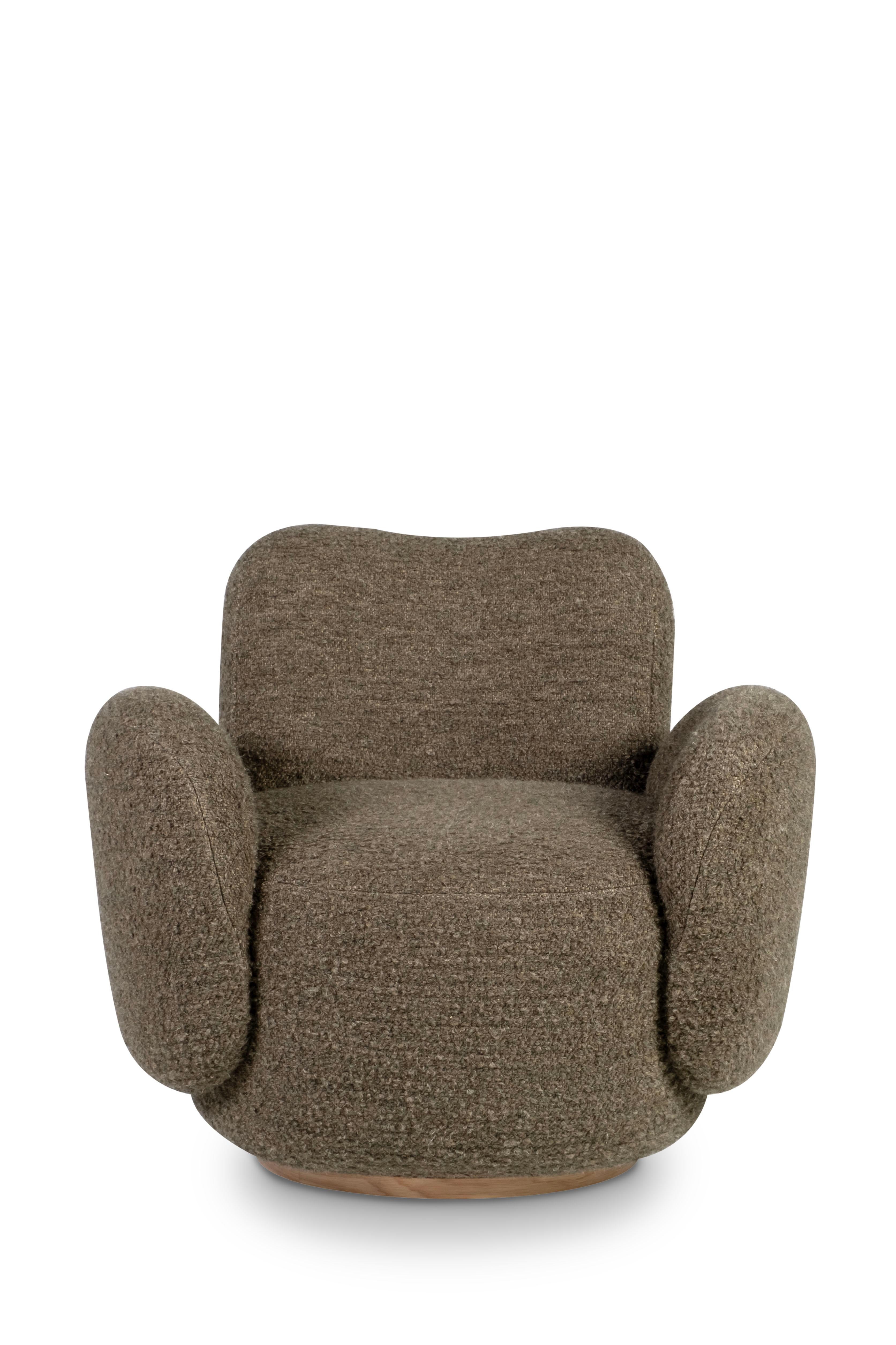 Contemporary Conchula Accent Chair, drehbar, italienische Wolle, handgefertigt von Greenapple im Angebot 1