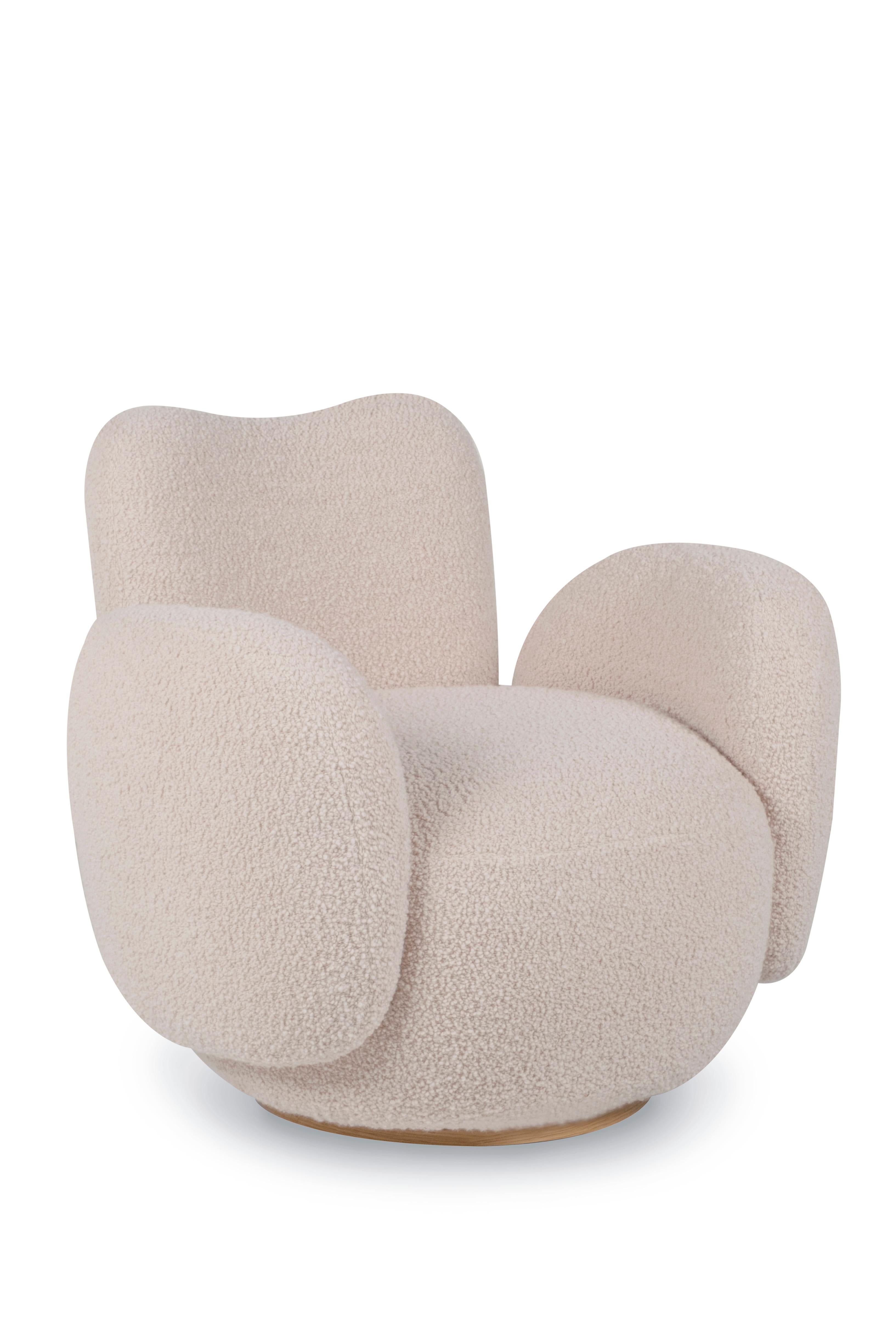 Contemporary Conchula Sessel 2er-Set, drehbar, italienischer Bouclé, Greenapple im Angebot 3