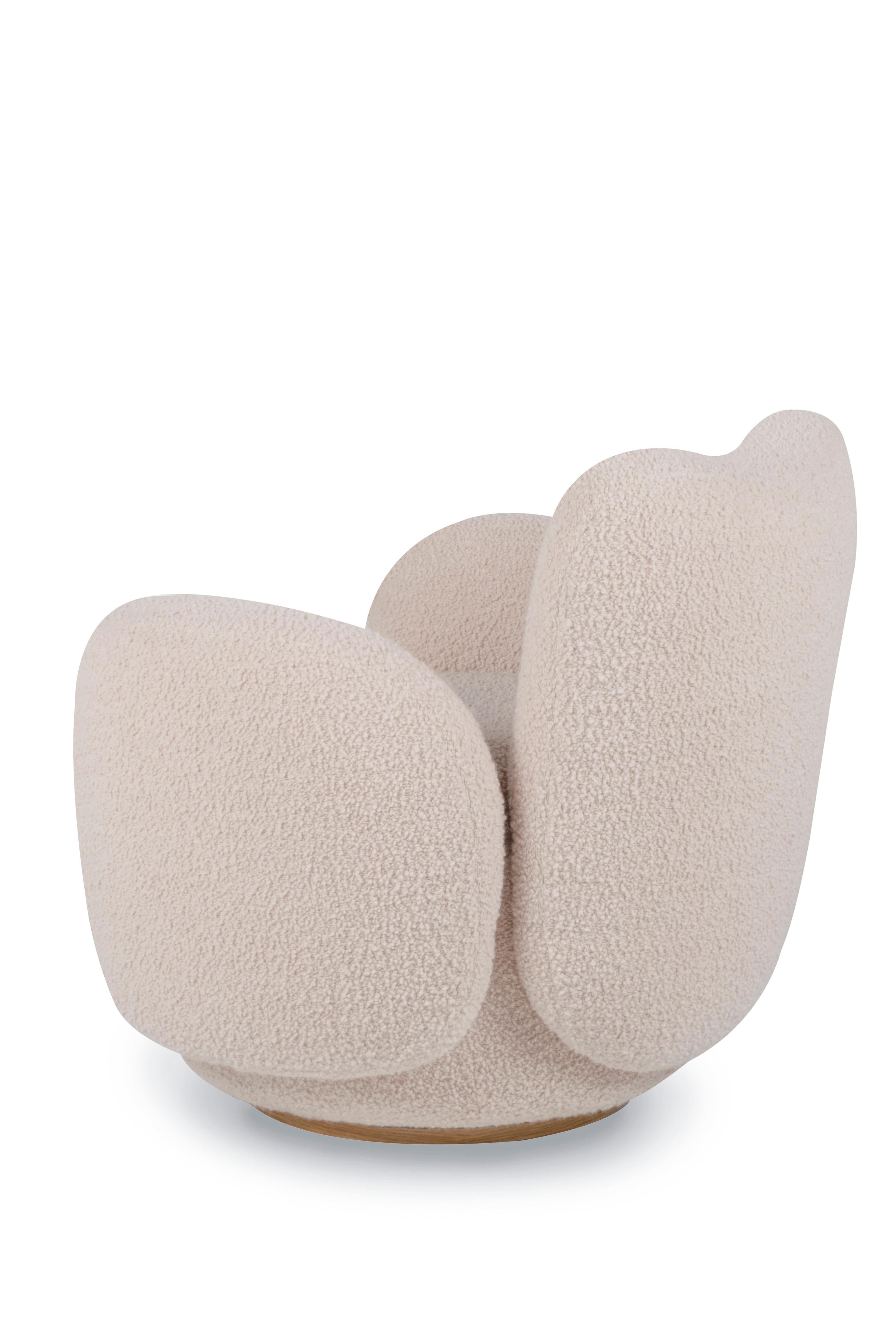 Contemporary Conchula Sessel 2er-Set, drehbar, italienischer Bouclé, Greenapple im Angebot 4