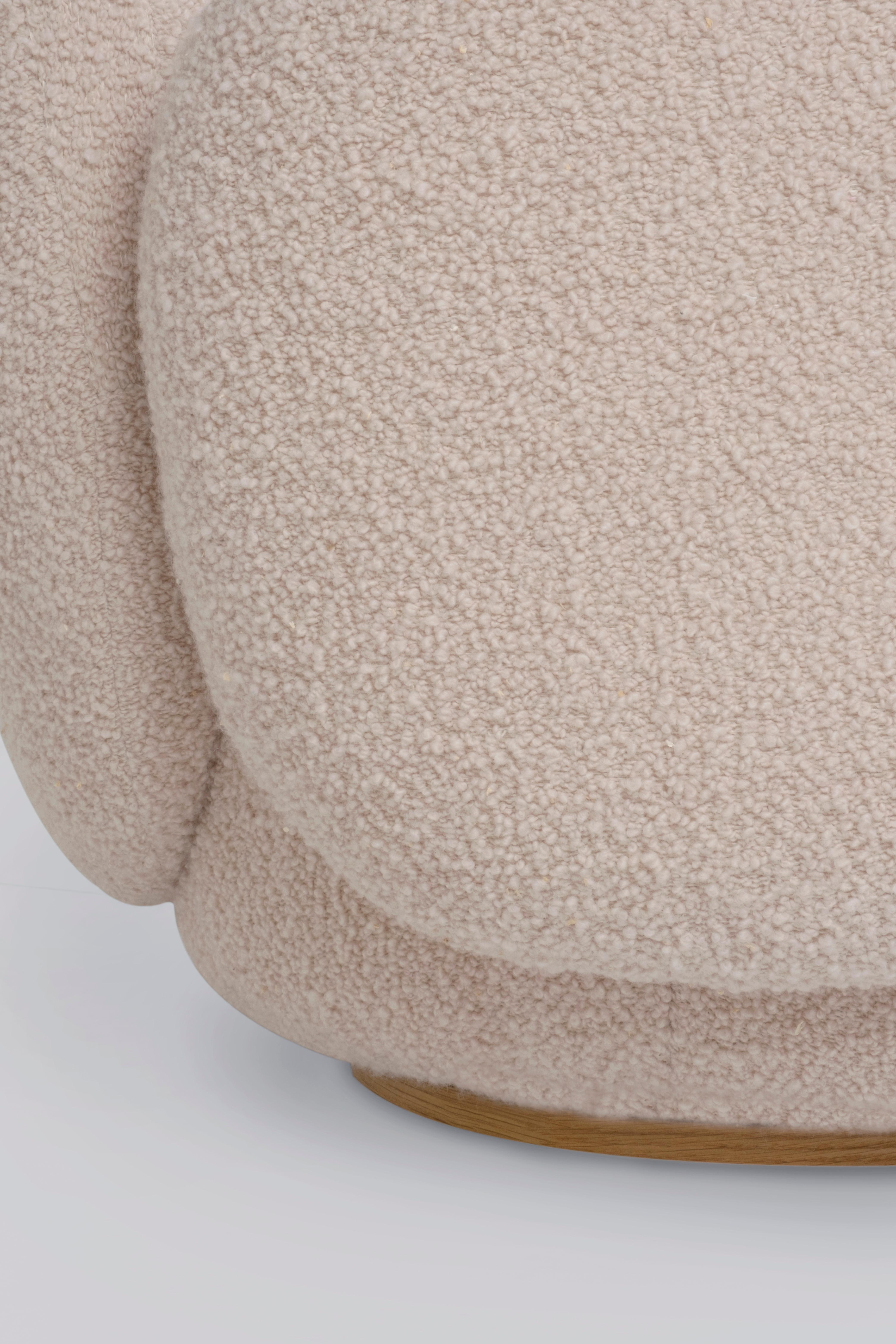 Contemporary Conchula Sessel 2er-Set, drehbar, italienischer Bouclé, Greenapple im Angebot 6