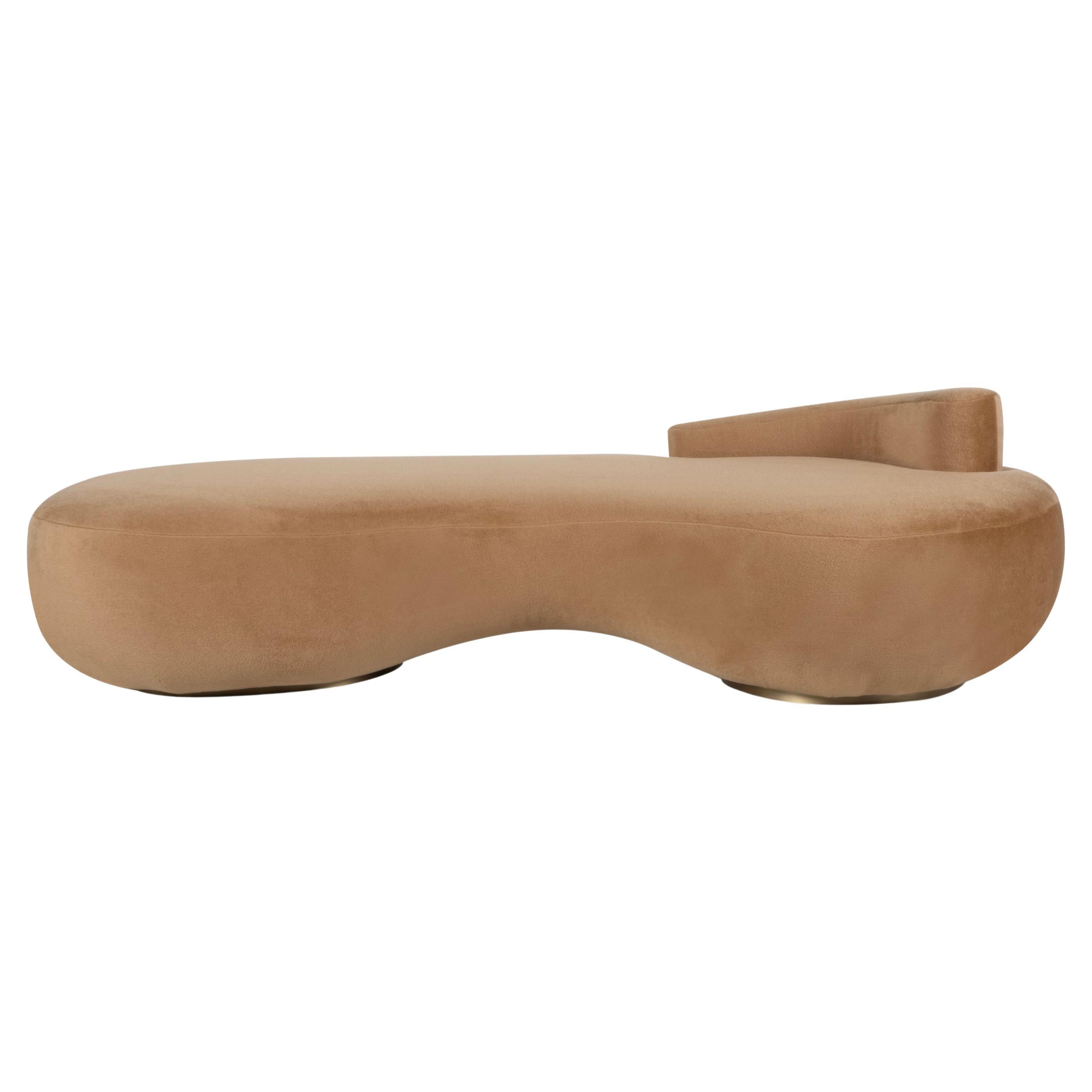 Stained Contemporary Conchula Day Bed, Italian Alpaca, Brass, Handmade by Greenapple For Sale