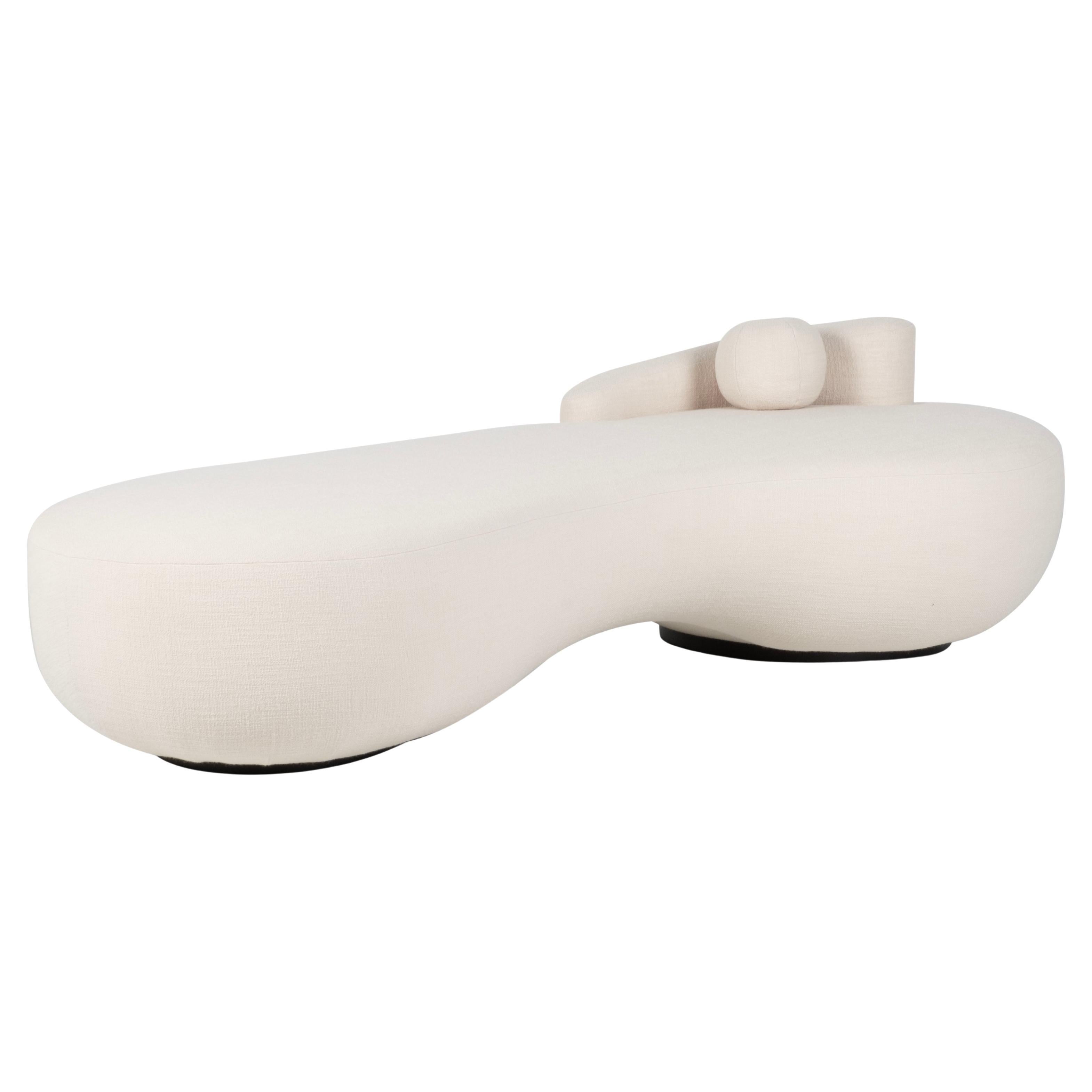 Contemporary Conchula Day Bed, Italian Beige Wool Fabric, Handmade by Greenapple