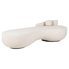 Contemporary Conchula Day Bed, Italian Beige Wool Fabric, Handmade by Greenapple