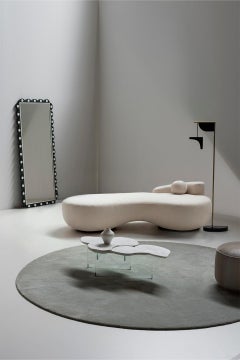 Letto da giorno Contemporary Conchula, tessuto in lana beige Dedar, fatto a mano da Greenapple