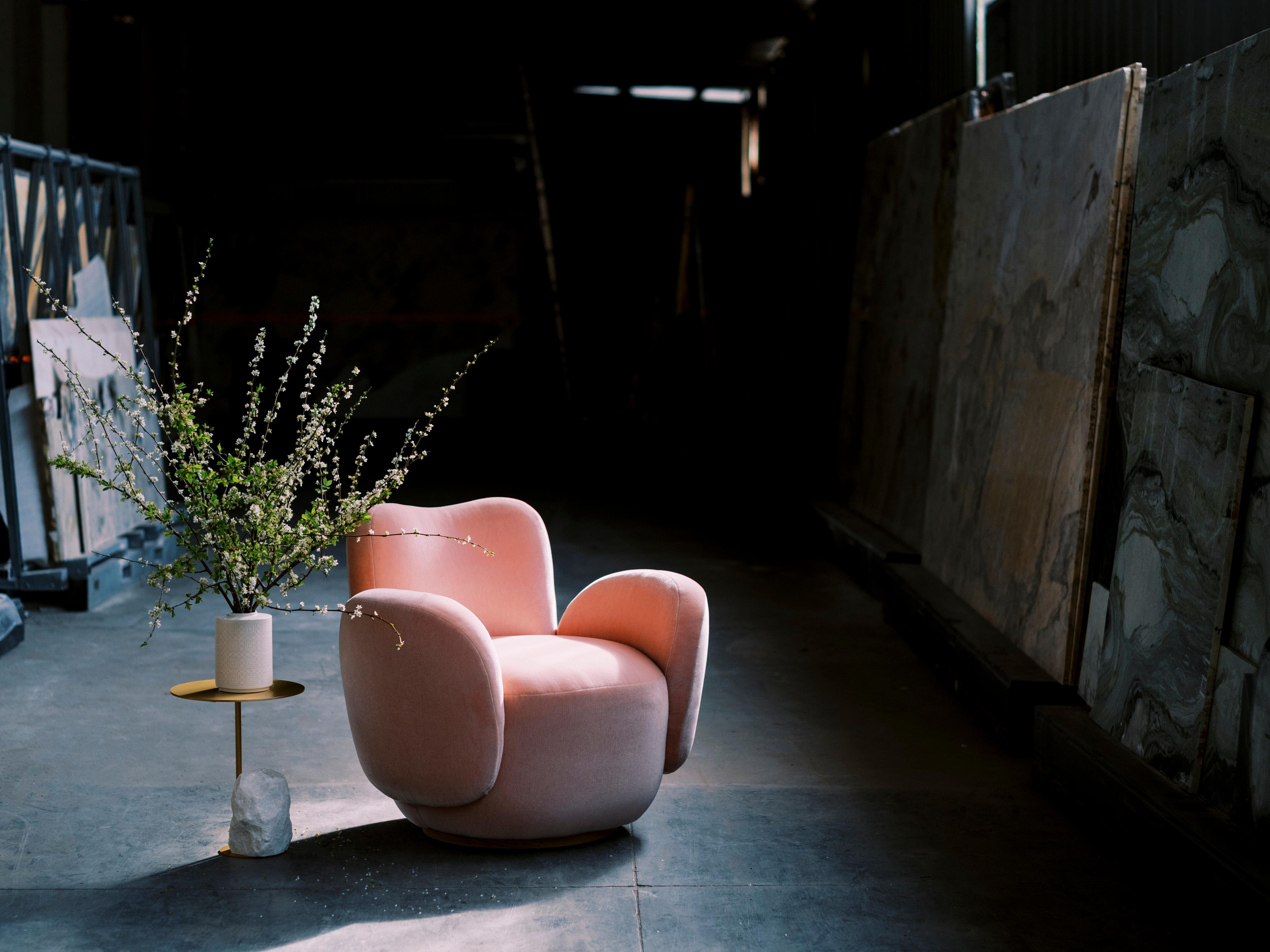 Contemporary Conchula Sessel 2er Set, drehbar, Italienisches MOHAIR, Greenapple (21. Jahrhundert und zeitgenössisch) im Angebot