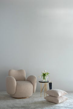 Poltrona contemporanea Conchula Set di 2, girevole, Bouclé italiano, Greenapple