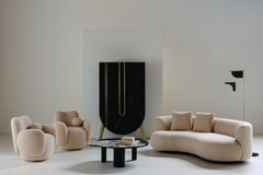 Contemporary Conchula Swivel Accent Chair, DEDAR Boucle, Handmade By Greenapple