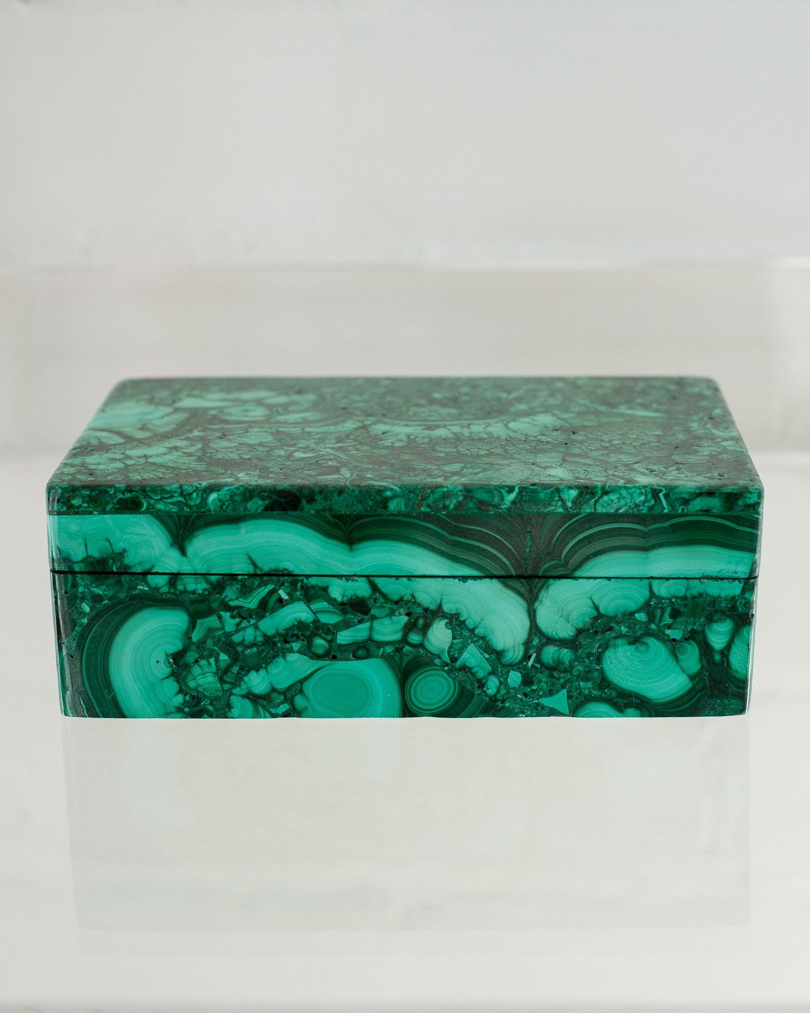 American Contemporary Congo Malachite Box with Hinged Lid