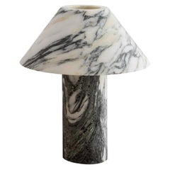 Contemporary Conical Lampshade, Black and White Marble Lamp by Henry Wilson