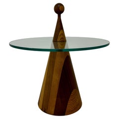 Tavolo conico contemporaneo in Wood con ripiano in vetro