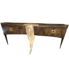 Vintage Jean-Jaques Argueyrolles Iron and Gold Leaf Contemporary French Console