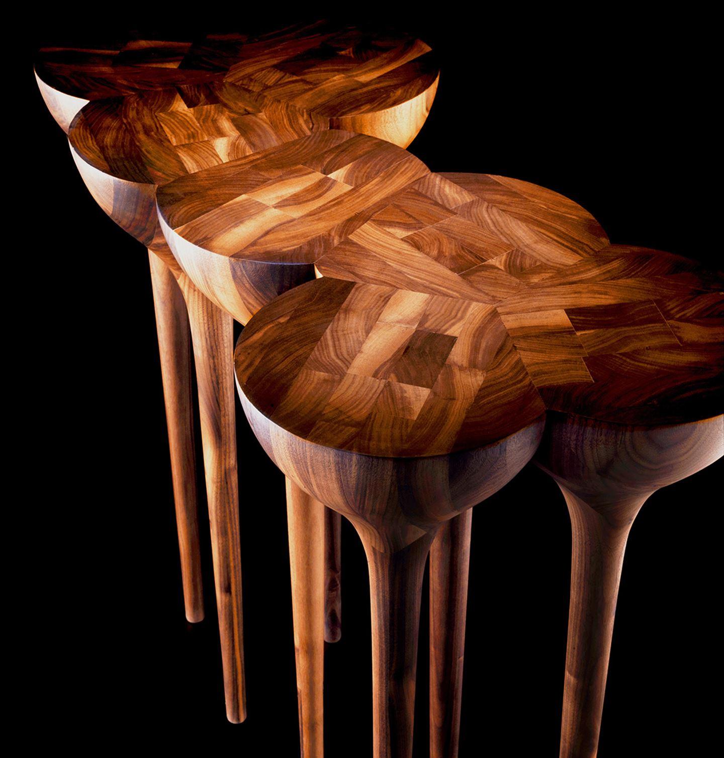 Contemporary Console Featuring 7 Legs in Solid Walnut 7