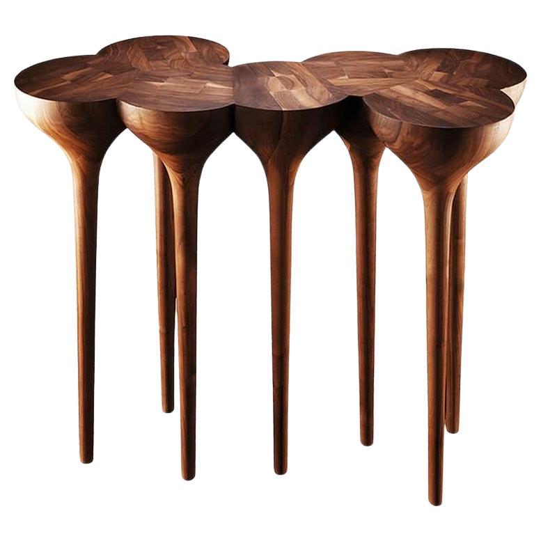 Contemporary Console Featuring 7 Legs in Solid Walnut