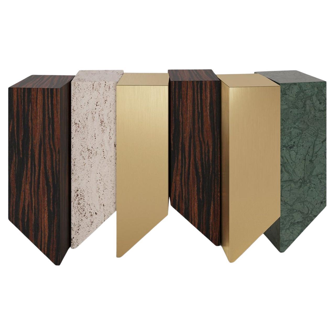 Modern Contemporary Console In Metal, Wood and Marble Structure For Sale