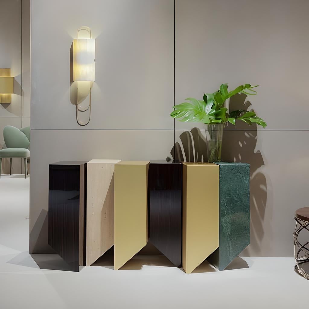 Portuguese Contemporary Console In Metal, Wood and Marble Structure For Sale