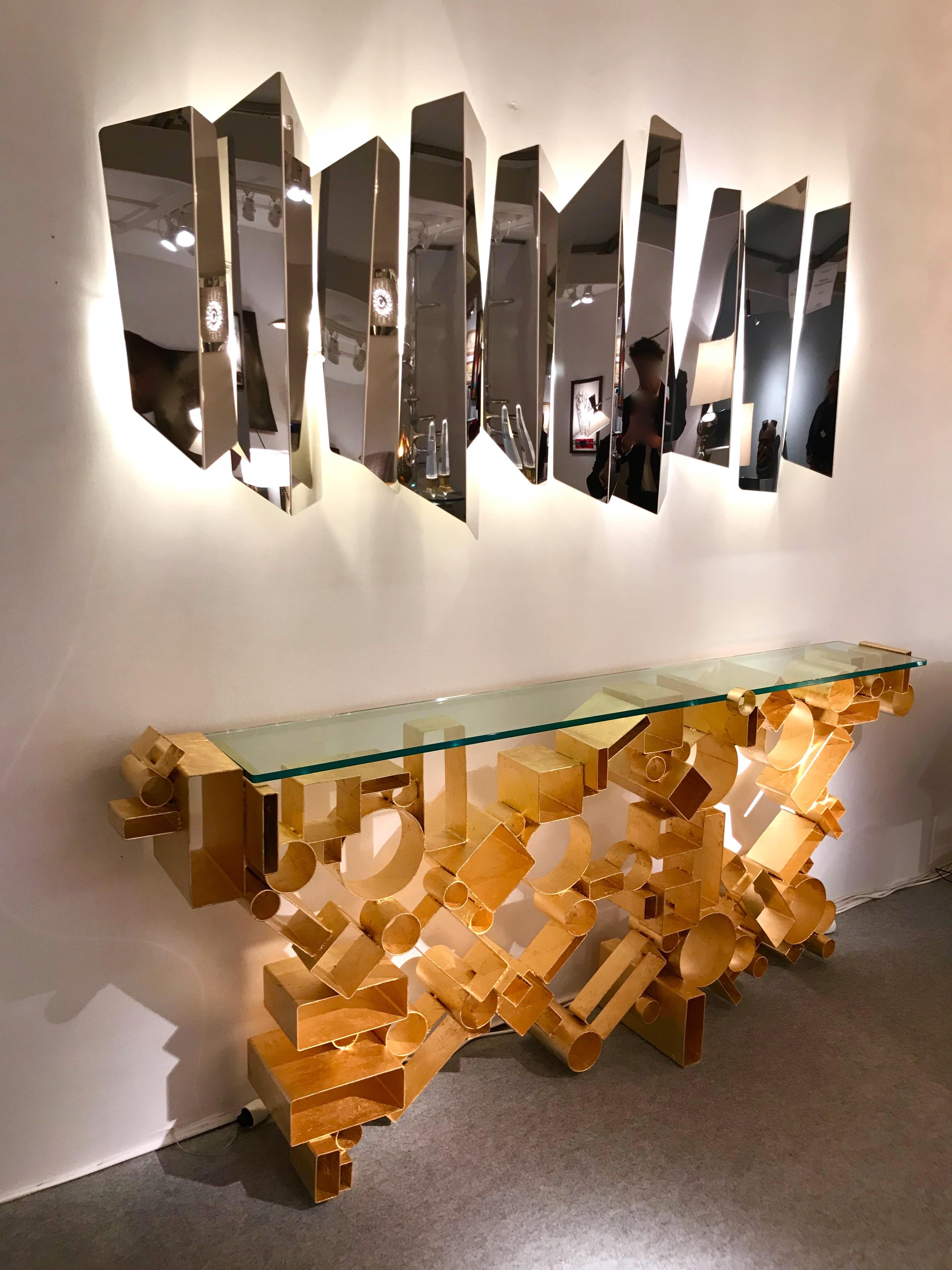 Contemporary Console Iron Gold Leaf by Antonio Cagianelli, Italy, 2018 In New Condition In SAINT-OUEN, FR