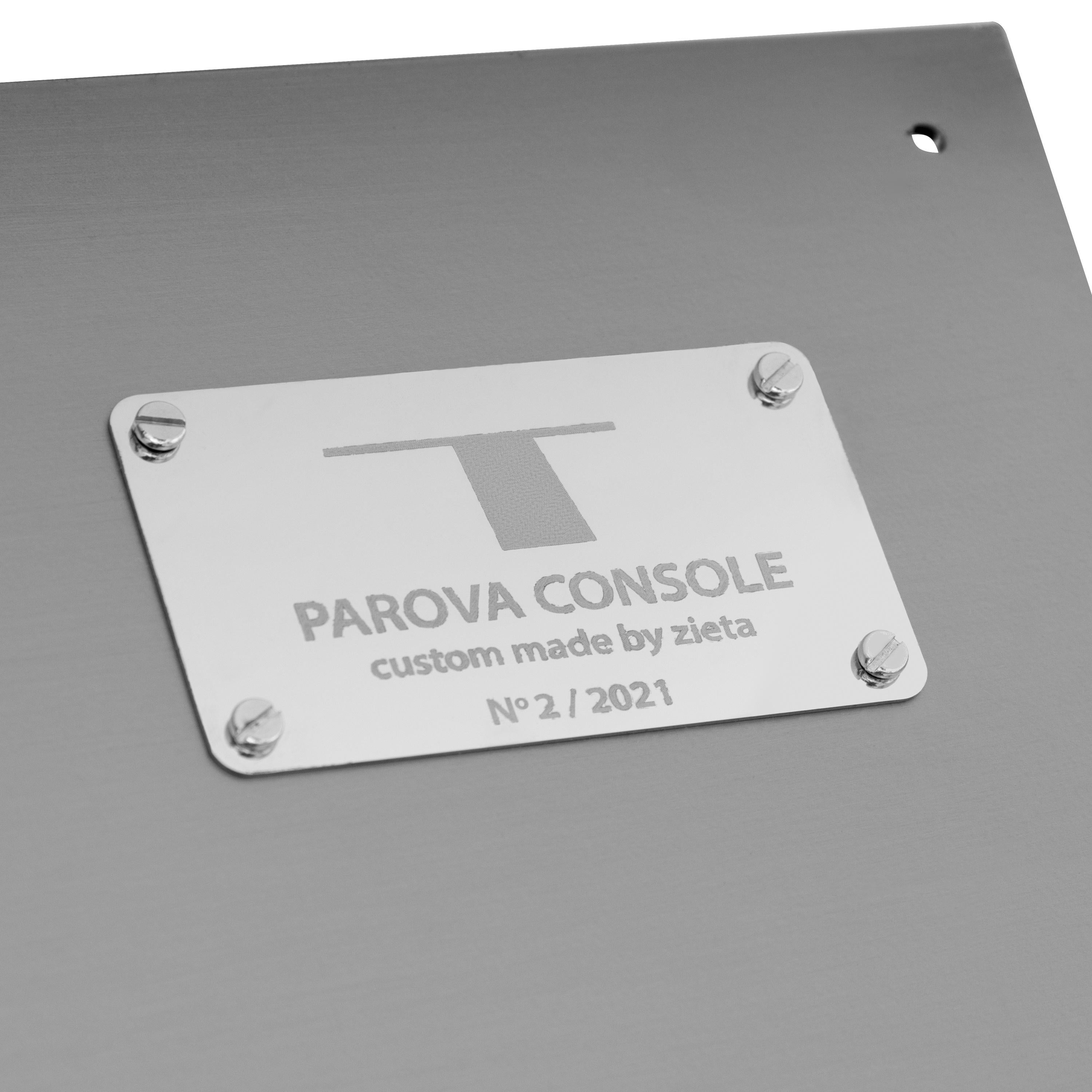 Contemporary Console 'Parova Oak' by Zieta, Carbon Steel For Sale 3
