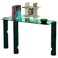 Used Contemporary Console Sideboard Green Metal & Mirror by Spinzi, Industrial Chic