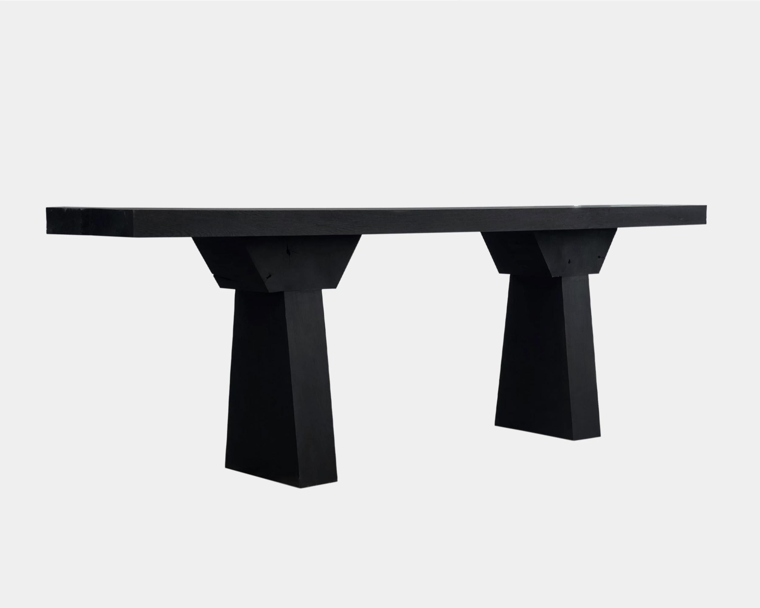 Organic Modern Contemporary Console Table 'Acros' in Burnt Wood by Carm Works, Customizable For Sale