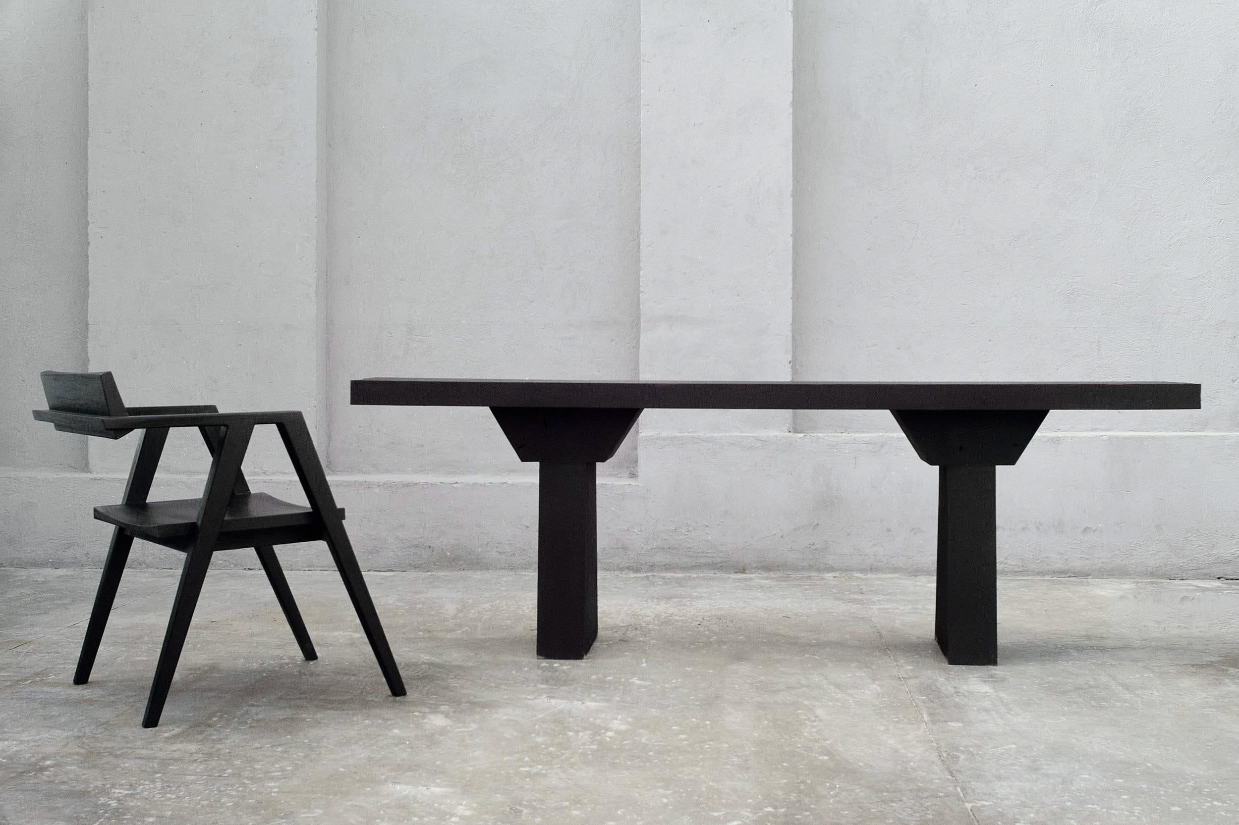 Colombian Contemporary Console Table 'Acros' in Burnt Wood by Carm Works, Customizable For Sale