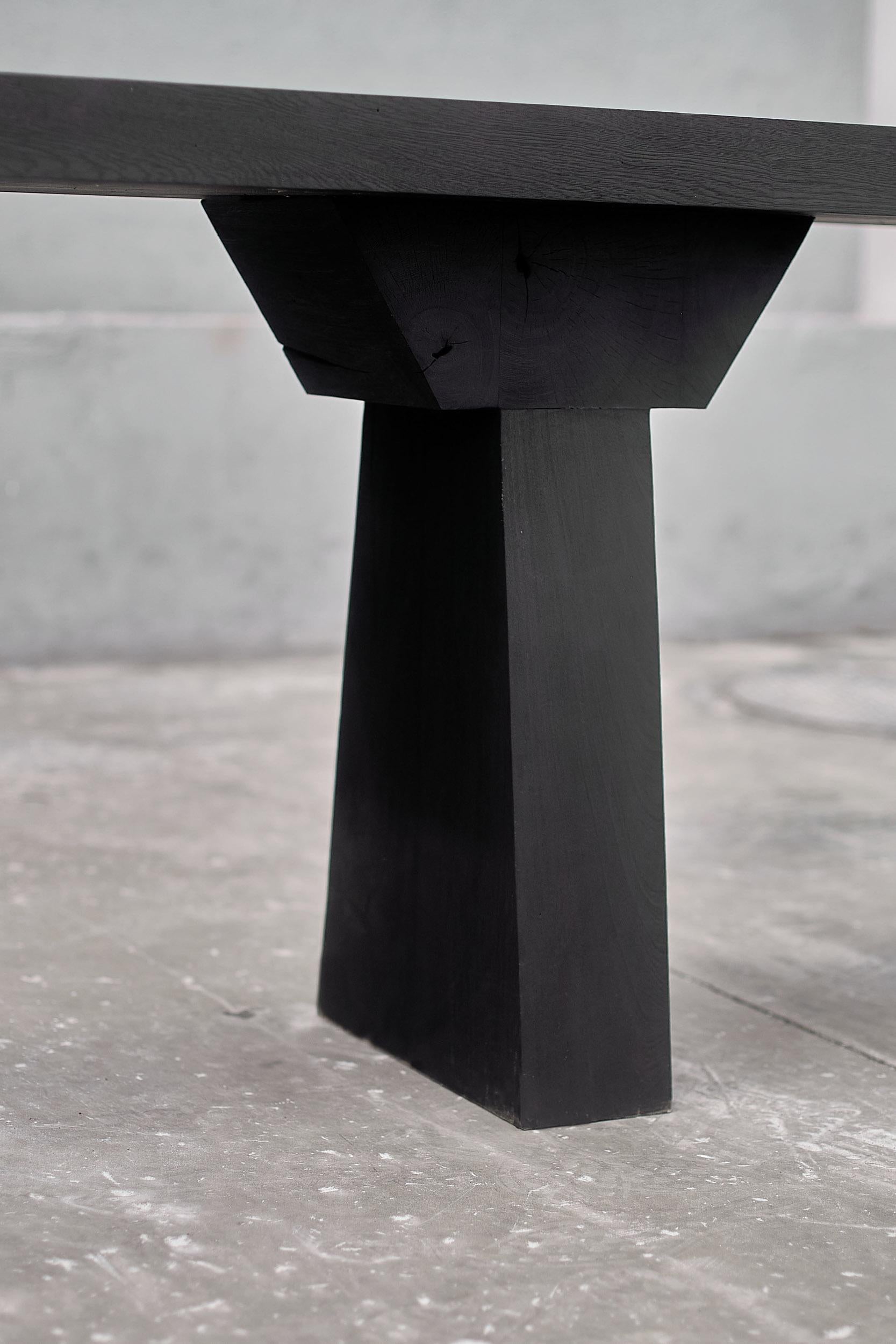 Oak Contemporary Console Table 'Acros' in Burnt Wood by Carm Works, Customizable For Sale