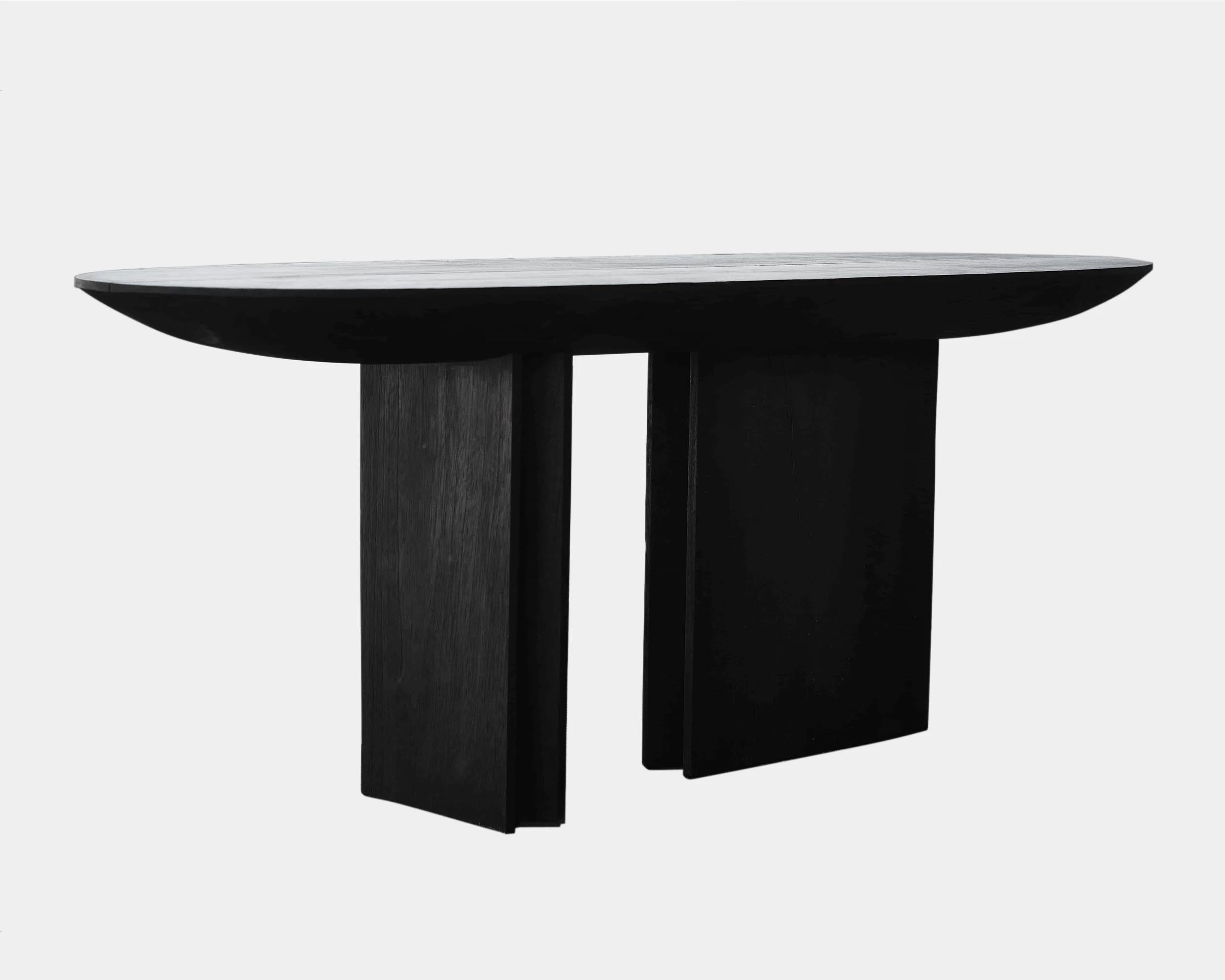 Organic Modern Contemporary Console Table 'Barca' in Burnt Wood by CarmWorks, Customizable For Sale