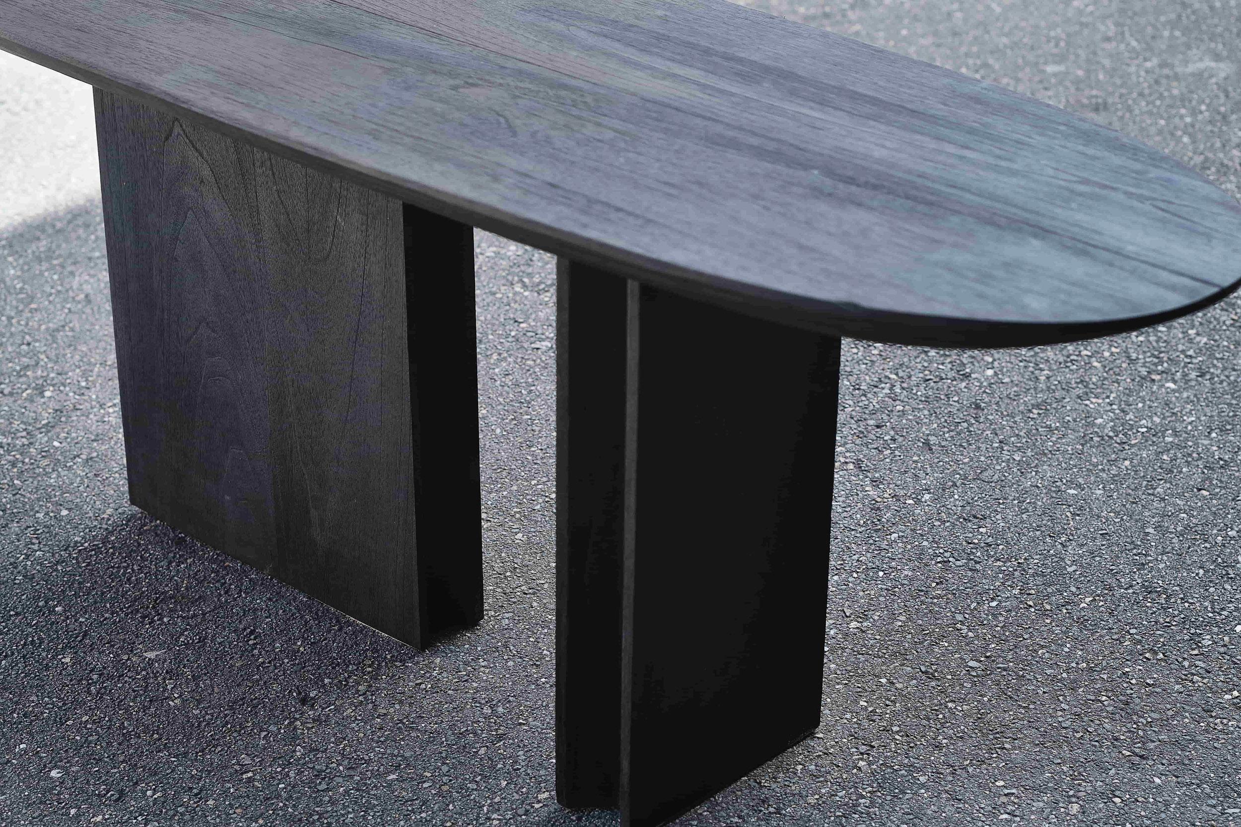 Colombian Contemporary Console Table 'Barca' in Burnt Wood by Carm Works, Customizable For Sale