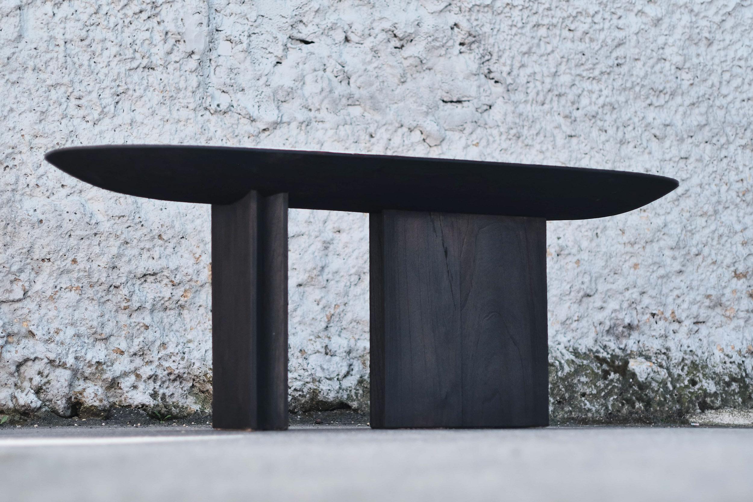 Contemporary Console Table 'Barca' in Burnt Wood by CarmWorks, Customizable For Sale 3