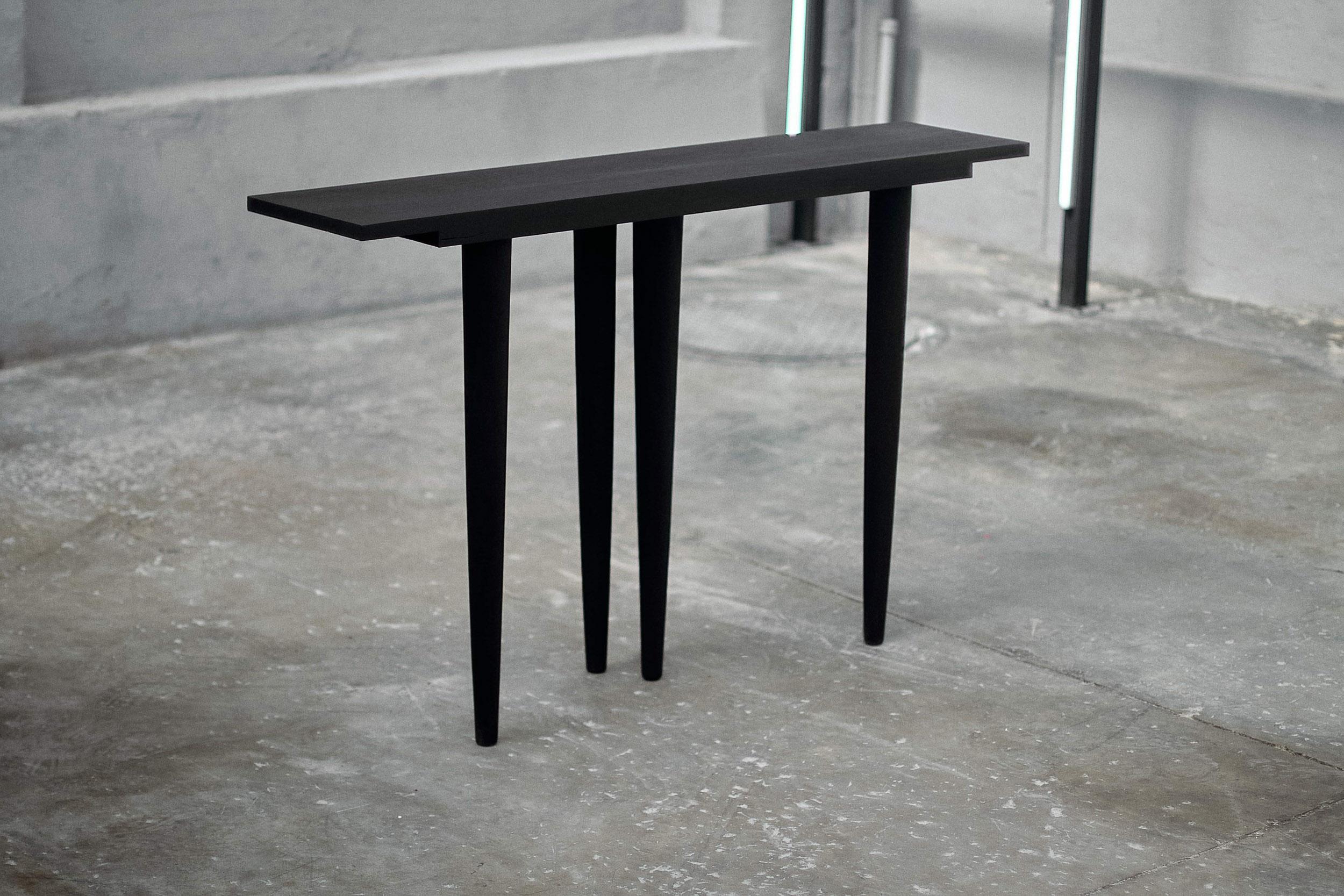 Colombian Contemporary Console Table 'Boro' in Burnt Wood by Carmworks, Customizable For Sale