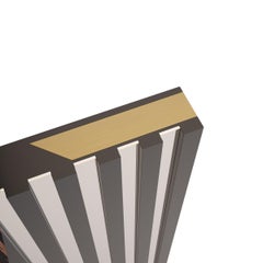 Contemporary console table, Handmade in Italy, brass and wood with mirrors
