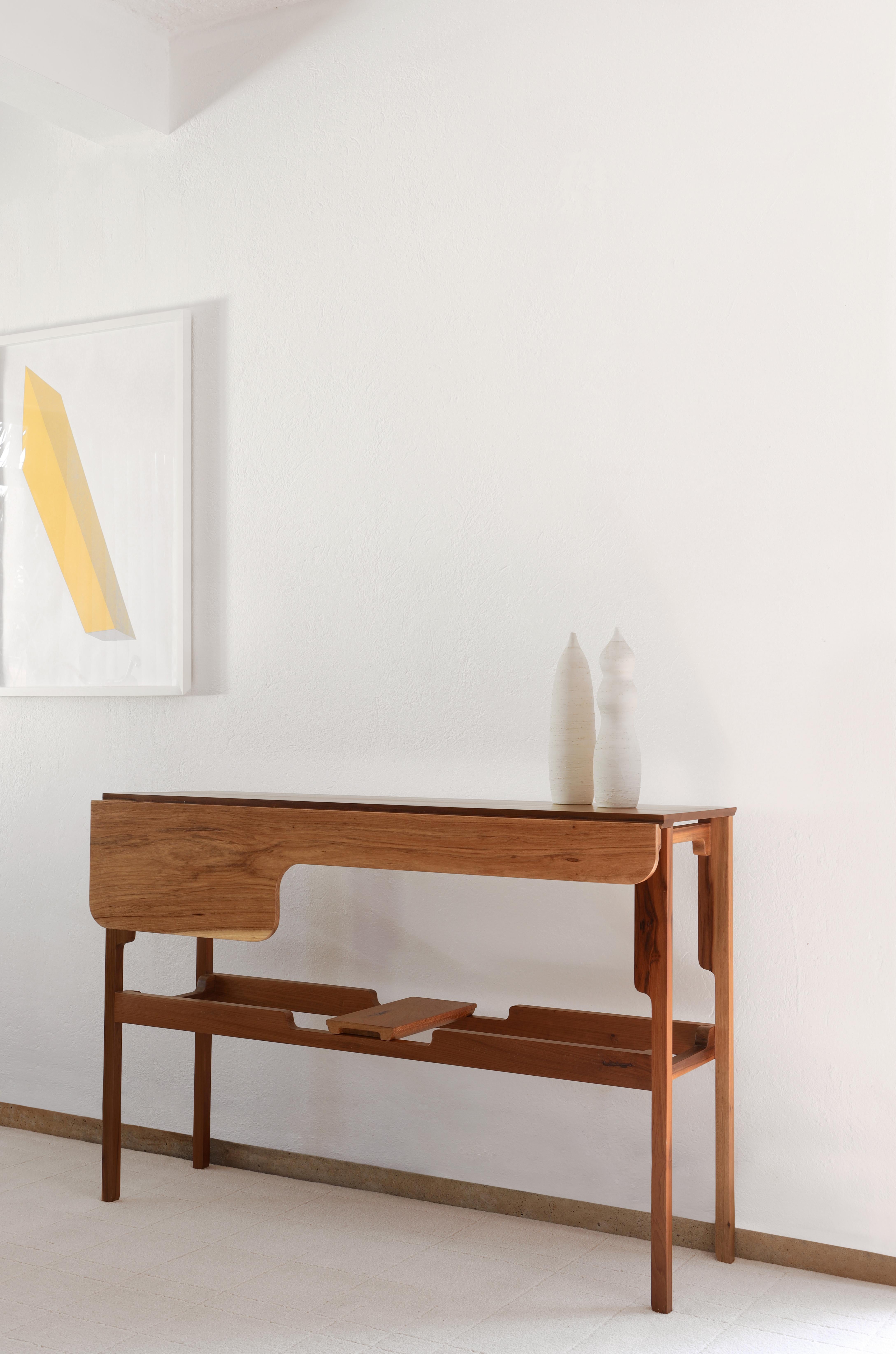 Contemporary Console Table in Brazilian Hardwood by Leo Strauss For Sale 4