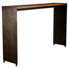 Contemporary Console Table in Walnut Burl and Burnished Metal x Costantini, Vinn