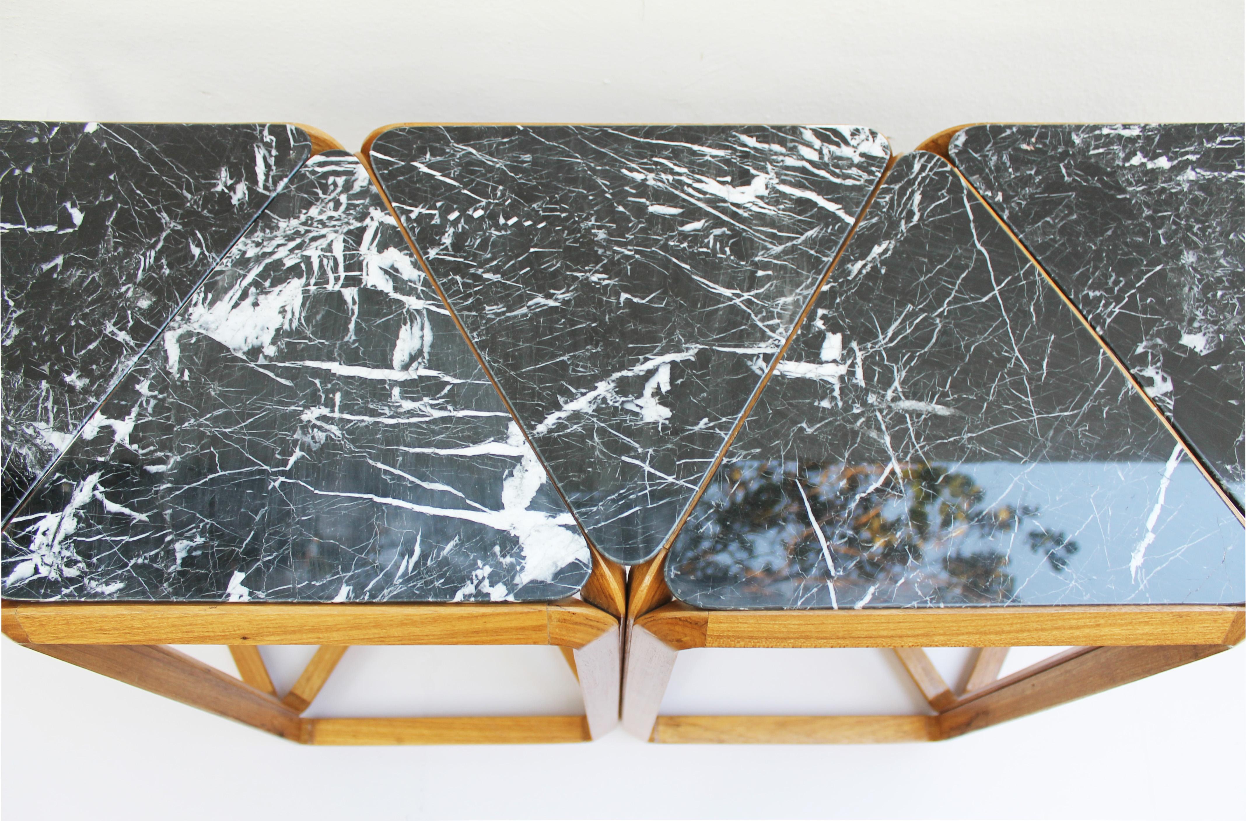 Other Contemporary Console Table in Wood and Marble, Brazilian Design For Sale