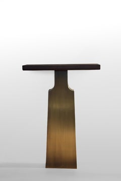 Zeitgenössischer Konsolentisch 'LIAH' von Eichkorn, Messing und Eiche, anpassbar